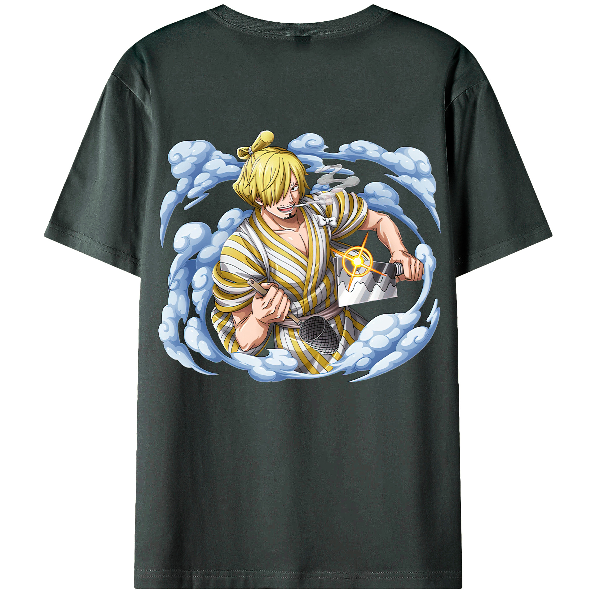 （画像用） ワンピース サンジ ONE PIECE Sanji 綿100％ メンズ半袖Tシャツ（バックプリント） 通気性